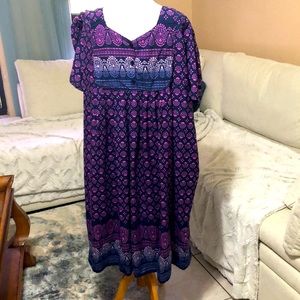 Gorgeous multi color flower print dress button down front